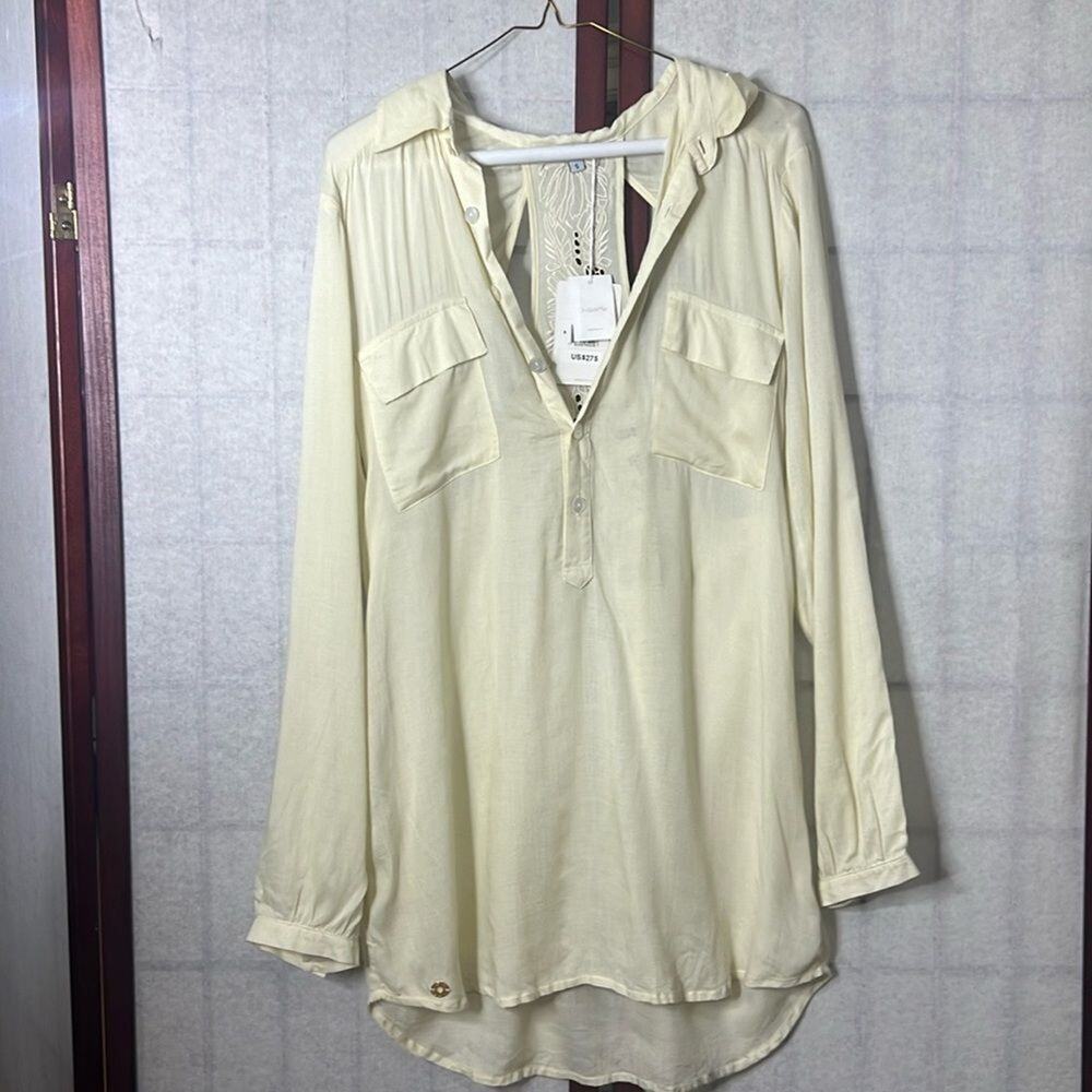 ONDADEMAR  RACER OPEN BACK LONG‎ SLEEVE BLOUSE NWT SIZES S
